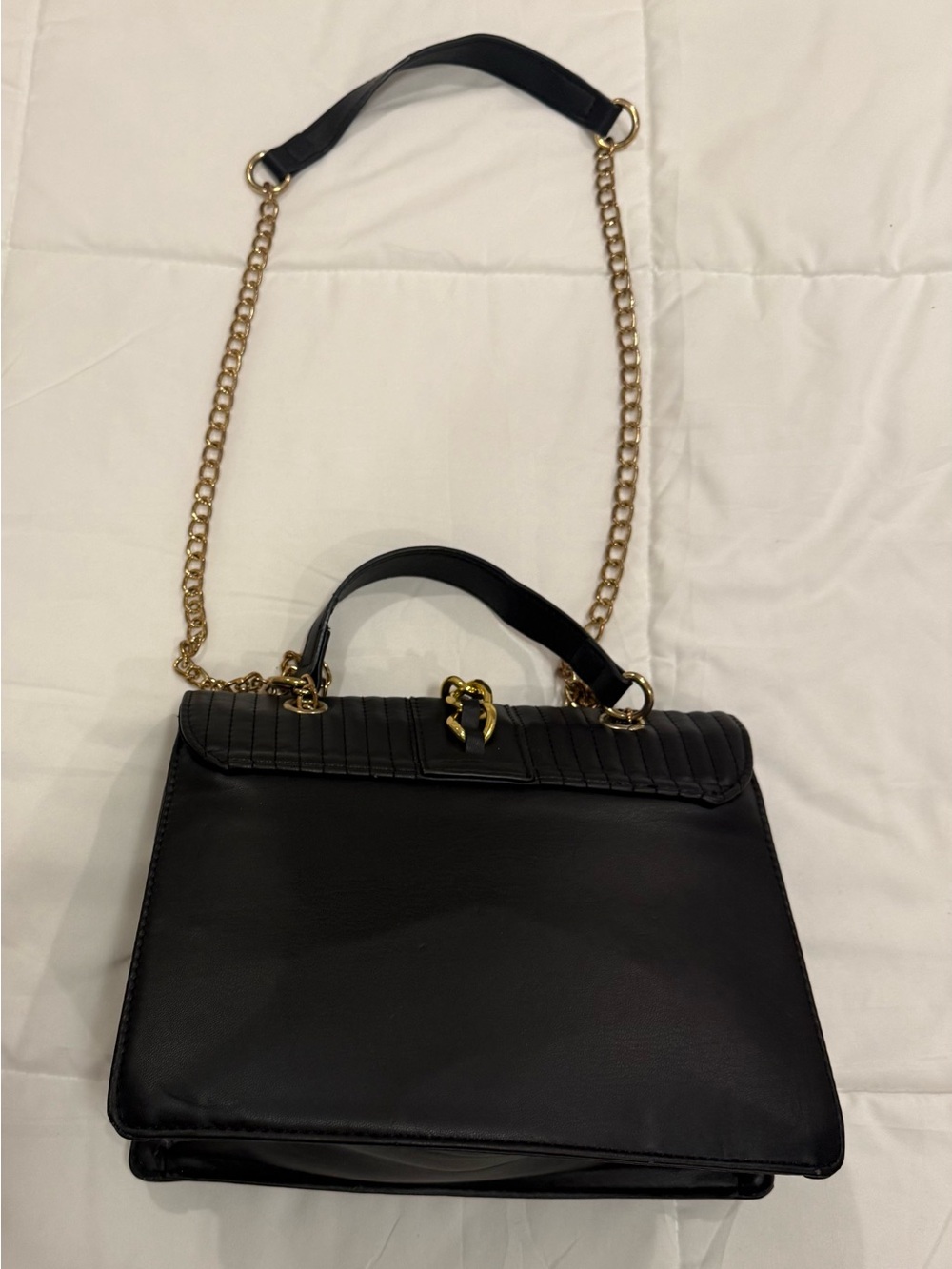 Badgley Mischka Black Quilted Leather Convertible Shoulder Bag - Picture 4 of 9